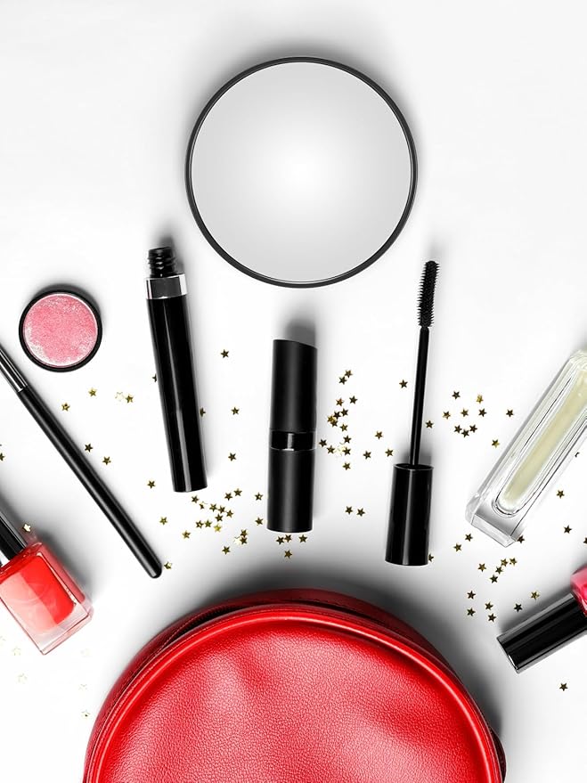 10X&30X Magnifying Mirrors with Suction Cups and 2 Tweezers Set，3.5 inches Magnified Makeup Mirror, Black, 2PCS