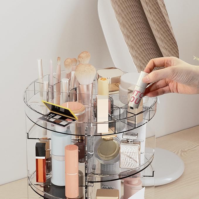 360 rotating makeup organizer with