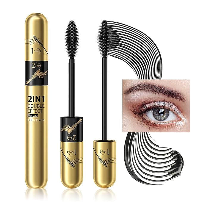 Tubing Mascara Instant Extensions - Black 2-1 Curling Eyelashes and No Clumping, Waterproof Mascara for Volumizing and Lengthening, Create Natural Eye Makeup (0.28 fl. oz)