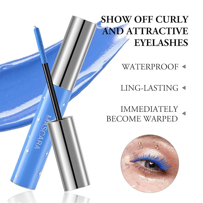 Colored Fiber Mascara, Waterproof Long Lasting Eyelash Mascara, Glitter Eyeshadow And Brow, Volume And Length, Sparkle Eye Makeup