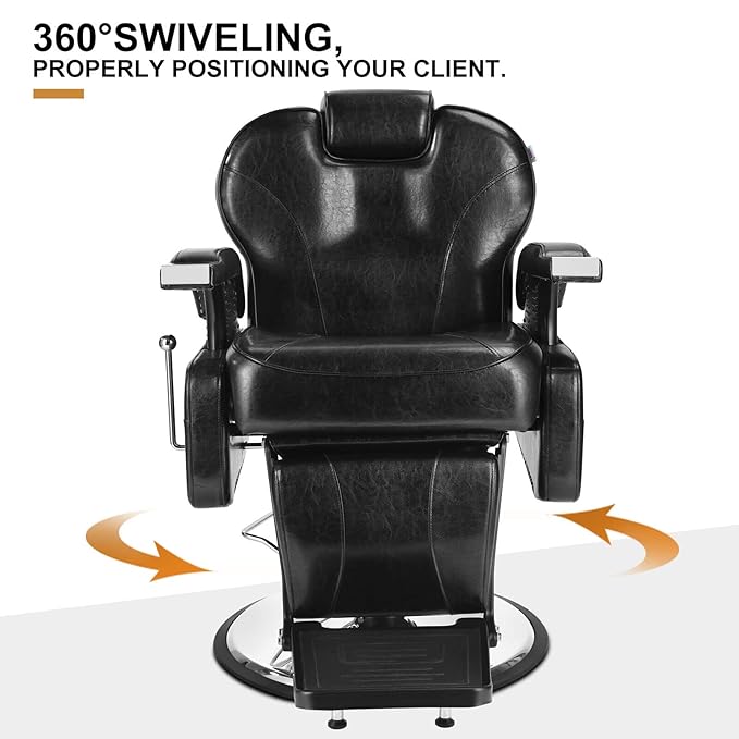 Artist hand Black All Purpose Hydraulic Recline Barber Chair Salon Beauty Styling Chair for Beauty Shop