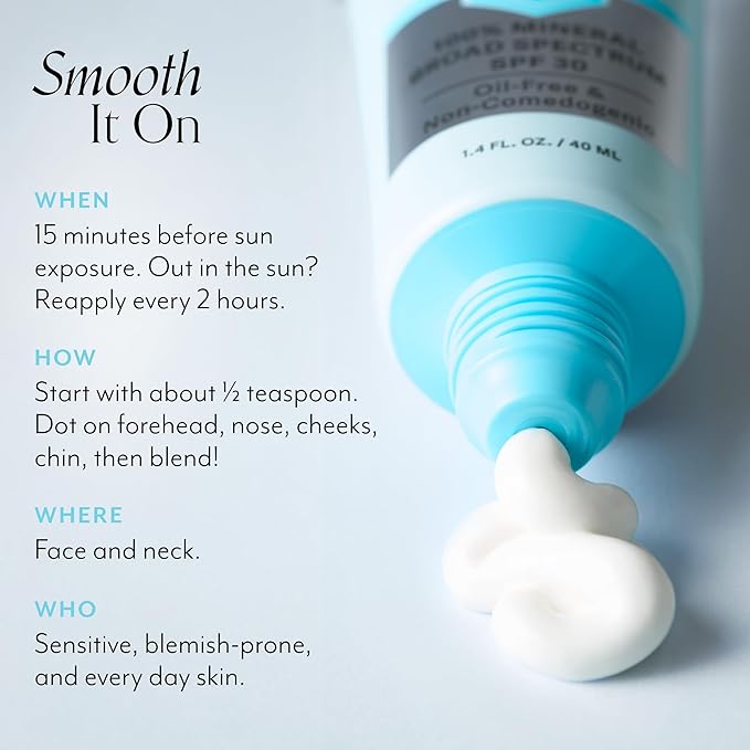 Bliss Block Star Clarifying Daily Mineral Sunscreen Broad Spectrum SPF 30, Blendable Pore Safe Formula for Blemish Prone Skin with Salicylic Acid and Witch Hazel, 1.4 Fl Oz