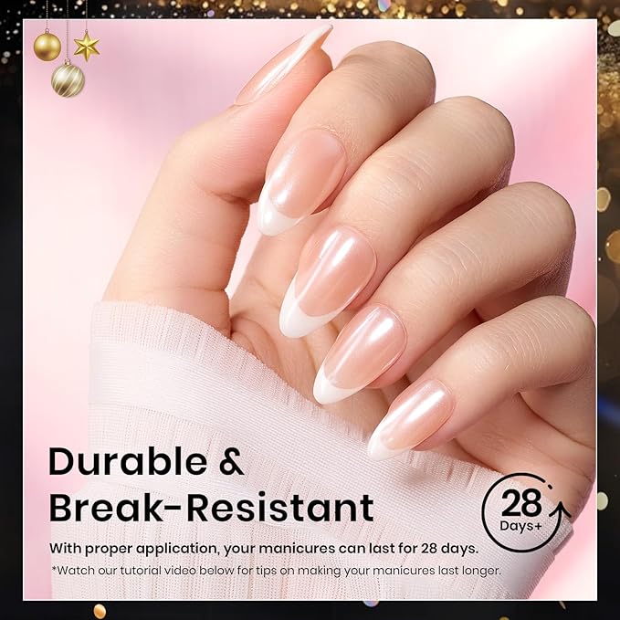 Beetles Gel Nail Tips Etch-X, Almond Short Fake Nails, 288pcs 12 Sizes, Press on Pre-Etched Half Matte Full Cover Acrylic False Nail Tips Almond Shape Nail Supplies Easy DIY Extension Gift for Women