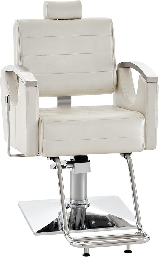 BarberPub Barber Chair for Barbershop,Reclining Salon Chair for Hair Stylist 9180 (Champagne)