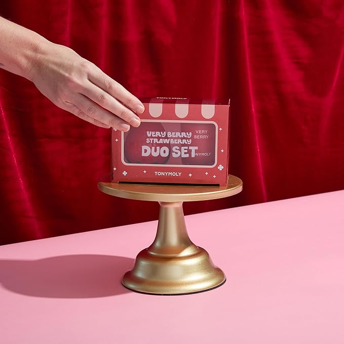 TONYMOLY Very Berry Strawberry Duo Gift Set | Hydrating Hand Cream with Sweet Strawberry Scent & Limited Edition Candle | Holiday Self-Care & Relaxation Gift for Women