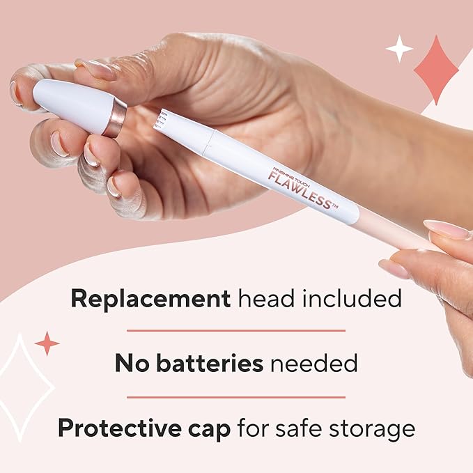 Finishing Touch Flawless Stray Hair Remover, Precise Micro-Blade Hair Removal Tool, Designed to Painlessly Cut Stray Hairs from Chin and Lips to Fingers and Toes, for All Skin Types