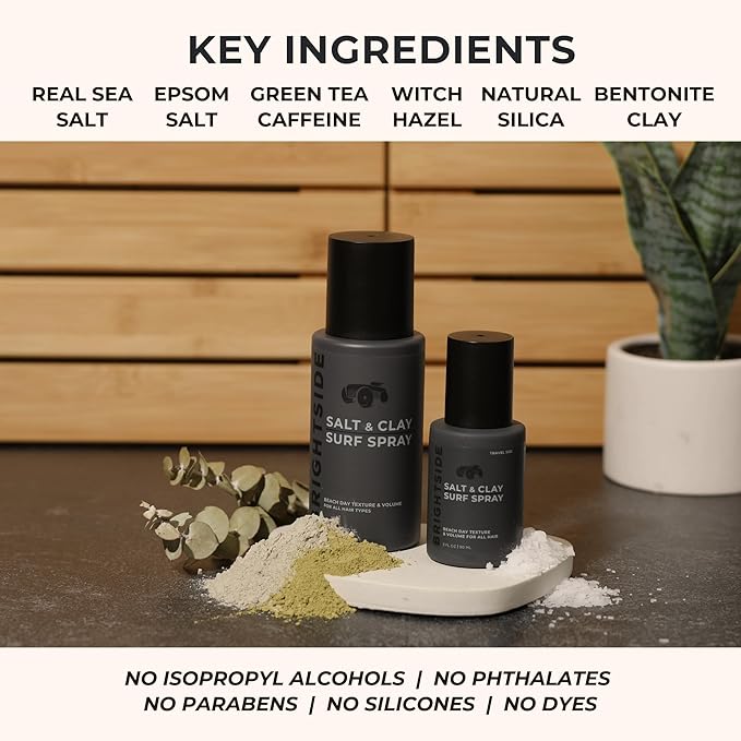 Salt & Clay Surf Spray - Hair Texturizing & Volumizing Spray - Salt & Clay, Silica, Witch Hazel, & Green Tea Blend - Beach Style Hair - For All Hair Types - Natural Ingredients (6oz)