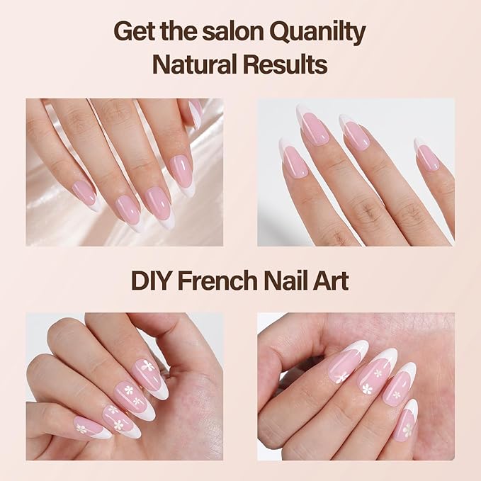 Vansiho French Gel Nail Tips, 150Pcs Medium Almond Gel Nail Tips, Pink French Tips Press on Nails, Soft French Gel Tips, Fake Nails for Nail Art DIY 15 Sizes