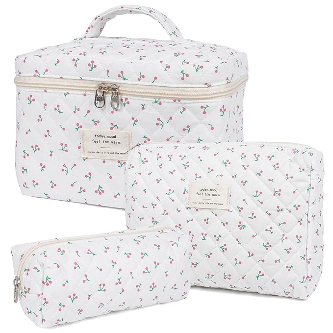 Makeup bag, quilted makeup bag,large