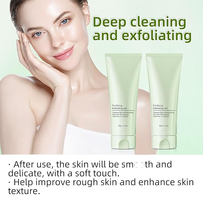 2PCS Purifying Exfoliating Gel, Exfoliat-ing Gel, Purifying exfoliating Moisturizing gel, Purify-ing Exfoliat-ing Scrub, Cleansing Face and Body Exfoliat-ing Scrub