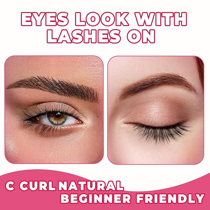 Natural Cat Eye Lashes Wispy Eyelashes 14mm Lightweight False Eyelashes 3D Volume Natural Strip Lashes 0.1mm Thin Cotton Band Lashes Pack C Curl Soft Lashes 7 Pairs Siligli