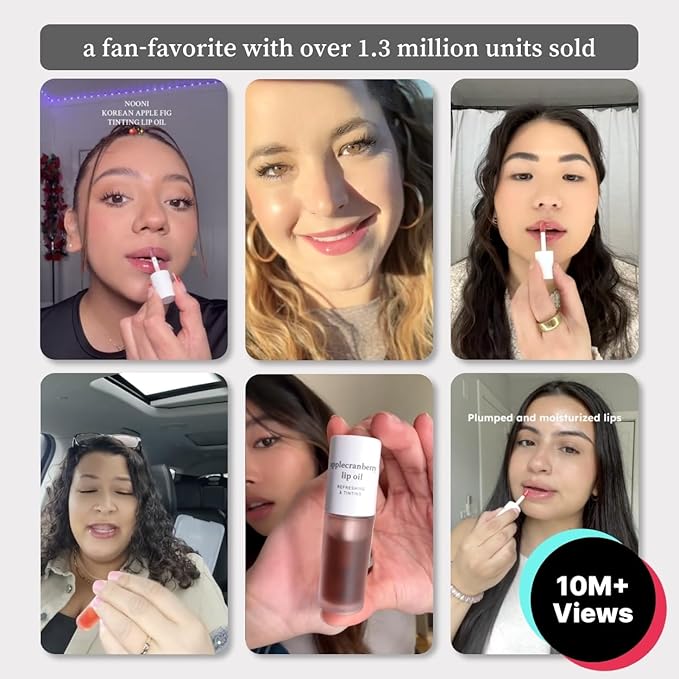 NOONI Korean Lip Oil - Appleginseng | Lip Stain, Long-Lasting, Moisturizing, Plumping, Revitalizing for Dry Lips, Waterproof, No Peel Off, Korean Lip Tint, Stocking Stuffers, Cute Things, 0.12 Fl Oz