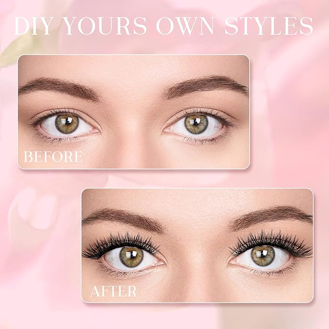 FADLASH Lash Clusters Natural Eyelash Clusters DIY D Curl Cluster Eyelash Extensions 10-16mm with Soft Thin Band Reusable Individual Lashes for Self Use (WL02, 10-16mm)