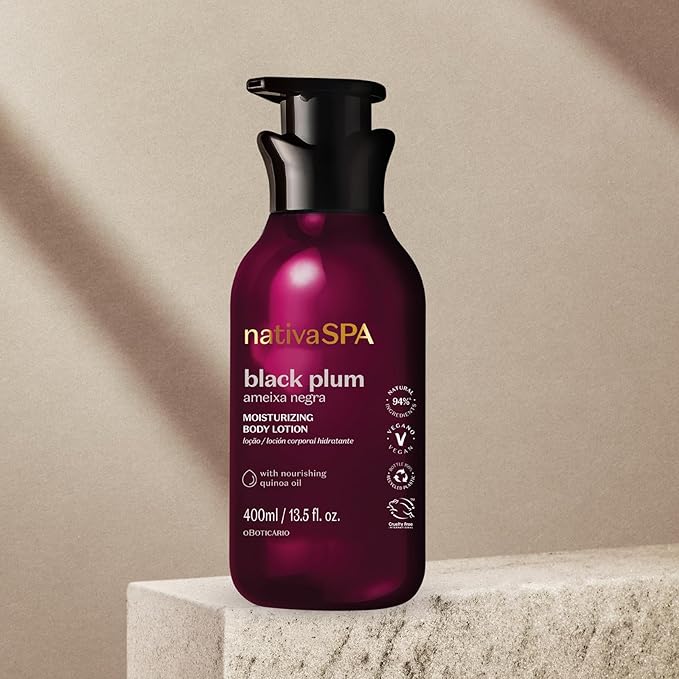 Nativa SPA by O Boticário, Black Plum Moisturizing Body Lotion, Long-Lasting Hydration and Lightweight, Fragranced Moisturizer, 13.5 Ounce