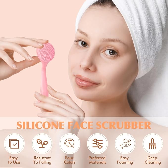 4-Piece Silicone Facial Cleansing Brush Set Manual Facial Cleansing Brush Pore Cleansing Brush Deep Cleansing Facial Brush