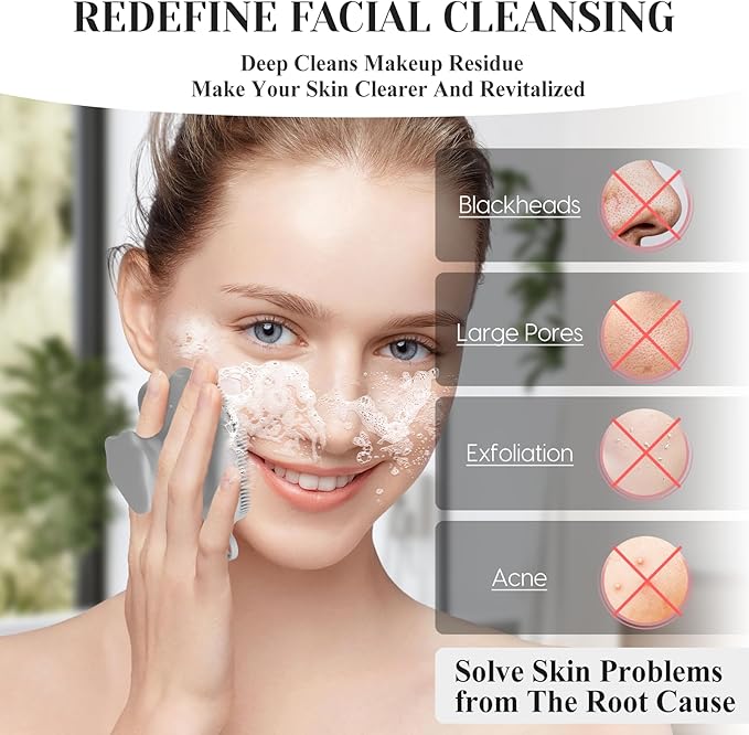 VWMYQ Silicone Face Scrubber - Exfoliating Face Scrubber for Women and Man, Gentle Facial Cleansing Brush Blackhead Acne Pore Pad Cradle Cap, Manual Soft Face Wash Brush for Deep Skin Care