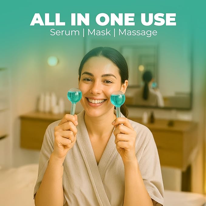 Ice Globes for Face 2Pcs – Enhancing Daily Beauty with Ice Globes for Facials, Skin Tightening & Anti-Aging – Perfect Facial Ice Globes for Puffiness & Wrinkles of Face, Neck & Eyes – Teal