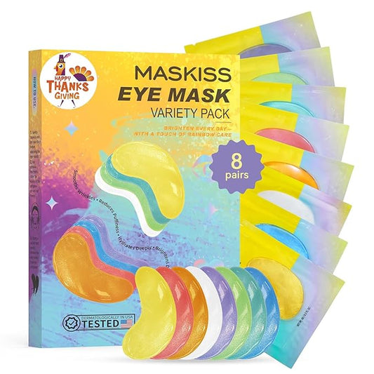 Under Eye Patches Variety Pack (8 Pairs), Eye Masks for Dark Circles Puffy Eyes Undereye Bags With 8 Colors (1 Pairs/Color), Vegan Eye Skin Care Set for Bachelorette Party Favors
