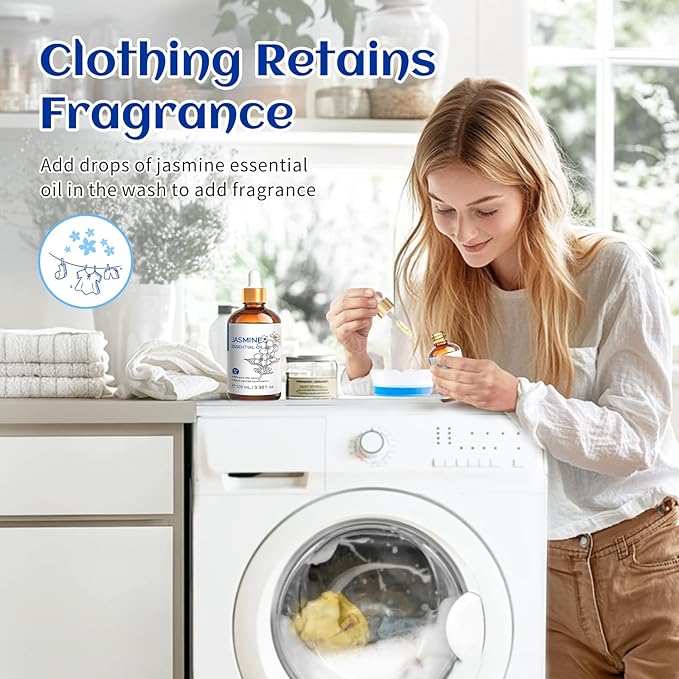 HIQILI Jasmine Essential Oil, Pure & Natural Jasmine Oil for Diffuser, Perfume, Shampoo, Aromatherapy