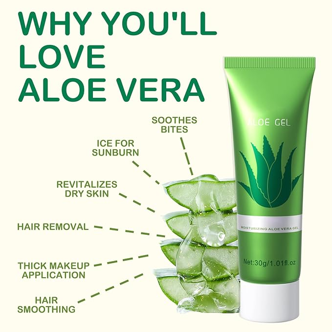 16PCS Travel Size Aloe Vera Gel,Organic Aloe Vera Gel for Face & Body,Hydrating After Sun Care Lotion,Moisturizing After Sun Care Lotion Set for All Skin Type, 1.05 Oz
