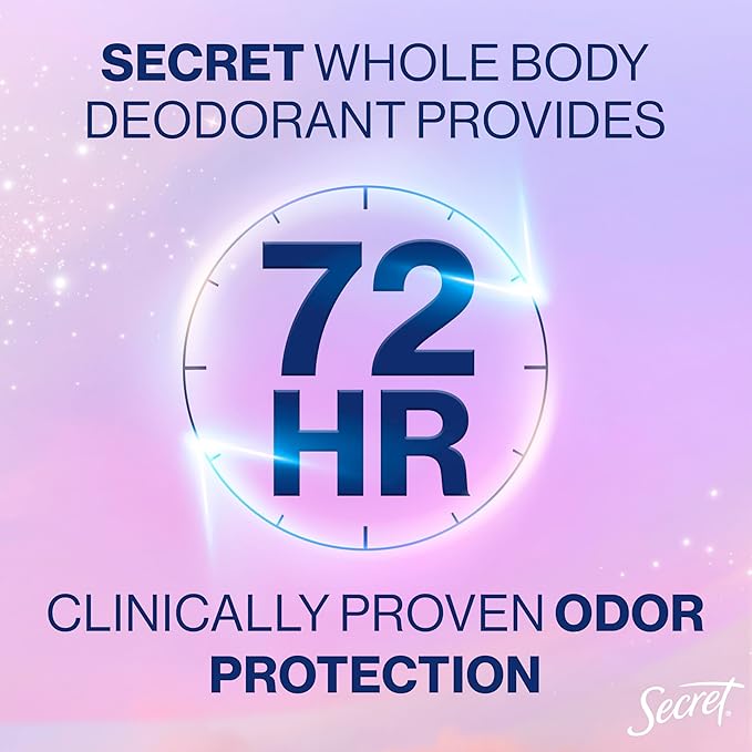 Secret Whole Body Deodorant Dry Feel Cream + Absorbs Sweat for Women, Completely Clean Scent, Aluminum Free Deodorant, 72 HR Odor Protection, 3.0 oz