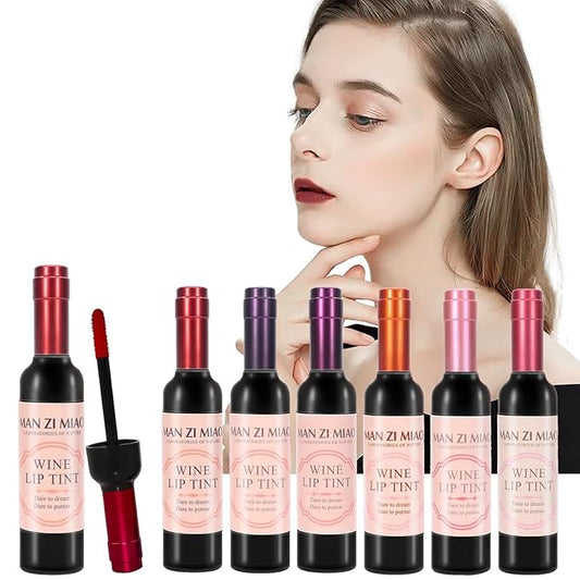 Wine Lip Tint 6 Colors Gloss Set Long Lasting Waterproof Lip for Natural Moisturizing Makeup 24 Hours Lipsticks Liner Stain Peel off Valentine Day Gift Kit Ideas High Pigment Transfer Proof