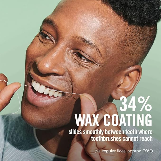 Listerine Cool Mint Interdental Floss | Effective Plaque Removal, Teeth & Gum Protection | Shred-Resistant, Fresh-Breath Feeling, PFAS Free | 55 Yards, 2 Pack