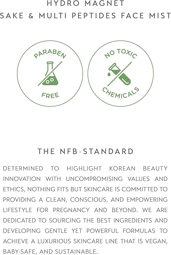 NOTHING FITS BUT Hydro Magnet Facial Mist, Hydrating Toner with Hyaluronic Acid, Fermented Sake & Multi Peptides (3.4 Fl Oz/ 100 ml)