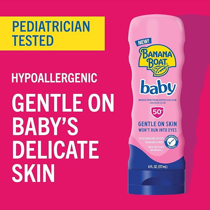 Banana Boat Baby Sunscreen SPF 50, 6oz | SPF 50 Sunscreen for Babies and Toddlers, Beach Essentials, Baby Sunblock, 6oz