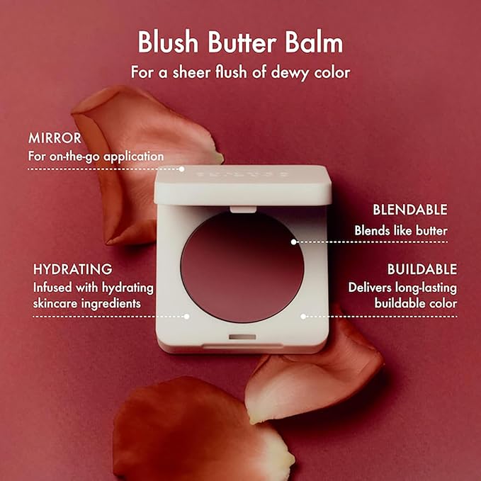 Summer Fridays Blush Butter Balm - Skincare-Infused Hydrating Cream Blush with Hyaluronic Acid, Ceramides, & Shea Butter for a Dewy Flush of Color - Cheek and Lip Tint - Dusty Rose (0.14 Oz)