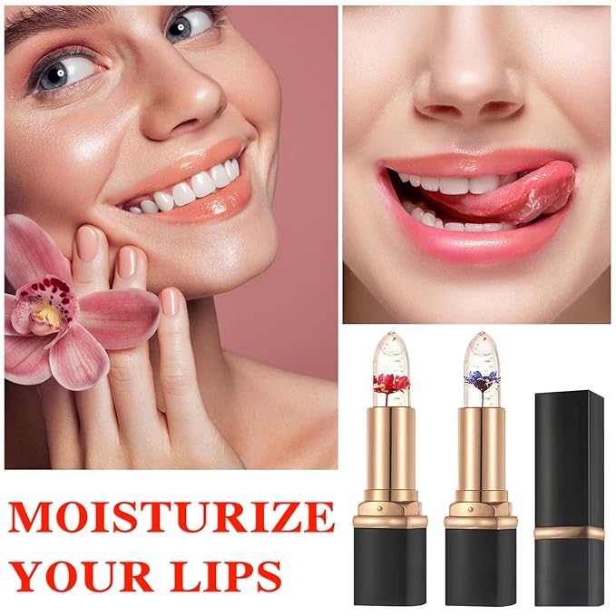 2 Pcs Temperature Color Change Lipstick,PH Magic Temperature Color Changing Lipstick,Lip Gloss,Long Wear Nutritious Tinted Lip Balm,Moisturizing Lip Stick Makeup Set B