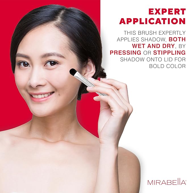 Mirabella Wet & Dry Eyeshadow Brush, Premium Professional Makeup Brush Collection, Cruelty-Free Synthetic Bristle Brush, Hand-Sculpted Brushed Aluminum Handle, Luxury Blending Brush for Makeup