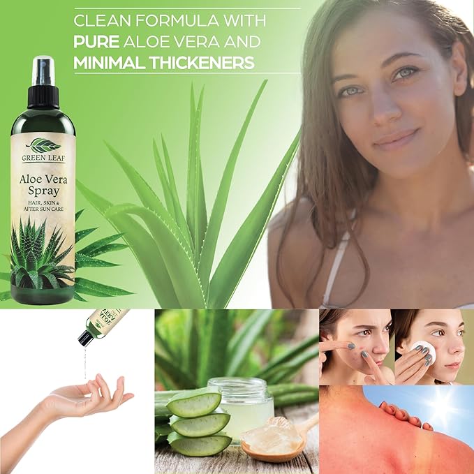 Aloe Vera Spray Bottle Travel Size | Vitamin C, E & A | Skin Care, Hair Spray, Facial Moisturizer, Hair Growth, Facial Cleanser, Sunburn Relief & After Sun Lotion 3.3oz