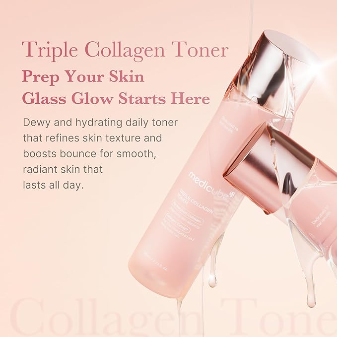 medicube Triple Collagen Prep and Glow Duo: Triple Collagen Cream and Triple Collagen Toner | Hyaluronic Acid, Premium Elastin for Boosting Skin's Moisture Barrier | Korean Skincare, Stocking Stuffers