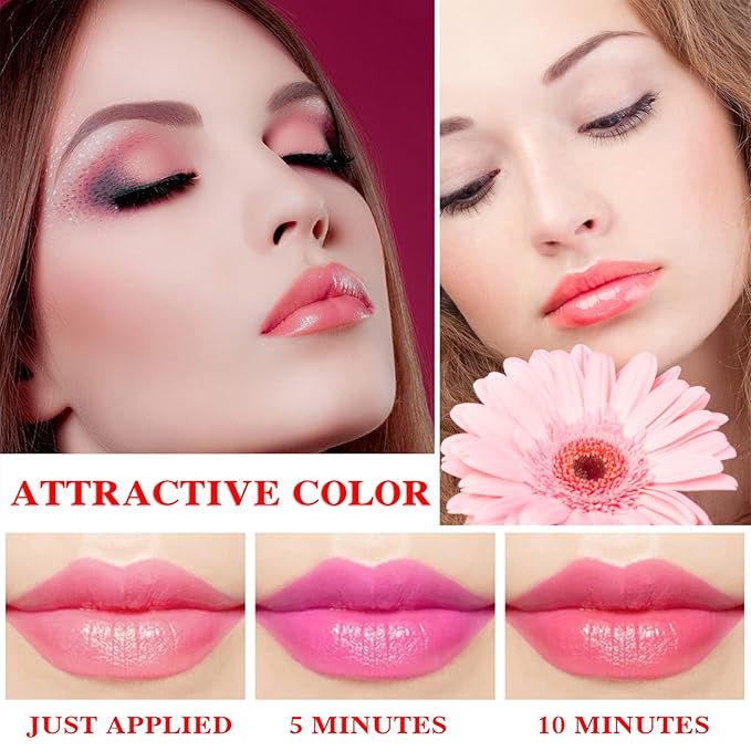 3 Pcs Aloe Vera Lipstick,Long Lasting Lip Care Nutritious Plumper Lip Balm Moisturizer Magic Temperature Color Change Lip Gloss