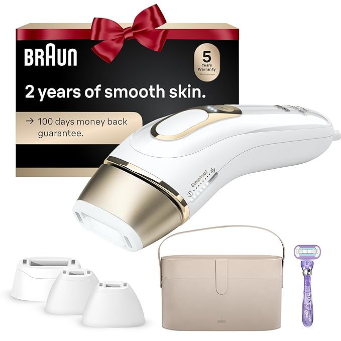 Braun Smart IPL, Silk·Expert Pro 5: at Home Laser Hair Removal for Women and Men, Permanent Visible Hair Reduction in Hair Regrowth for Body & Face, Wide Head and Two Precision Heads, IPL5347