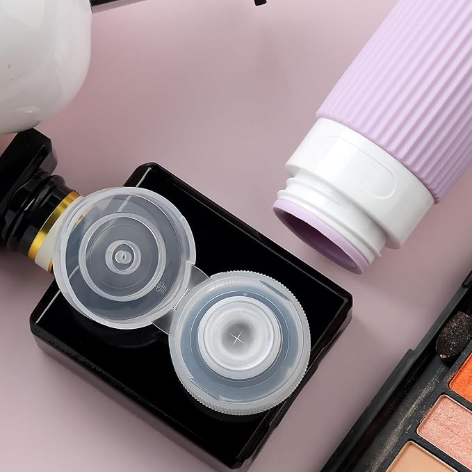 Travel Bottles for Toiletries, Tsa Approved 3oz Portable Travel Bottles, BPA Free Leak Proof Squeezable Silicone Travel Size Containers, Travel Accessories with Clear Toiletry Bag (4 Pack)