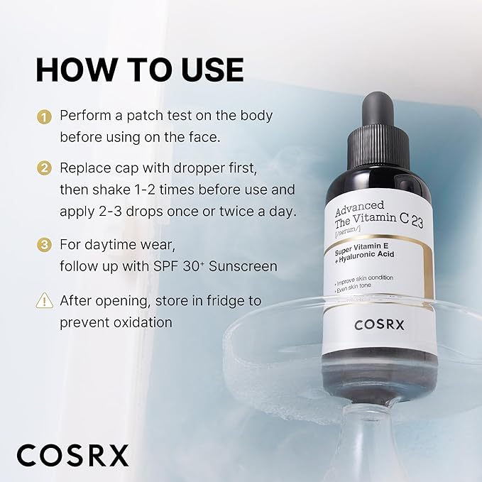 COSRX Advanced Pure Vitamin C 23% Serum with Vitamin E & Glutathione (Renewal), Korean Vitamin C Serum for Fine Lines, Uneven Skin Tone & Dull Skin, 0.67oz, Korean Skin Care, Stocking stuffers