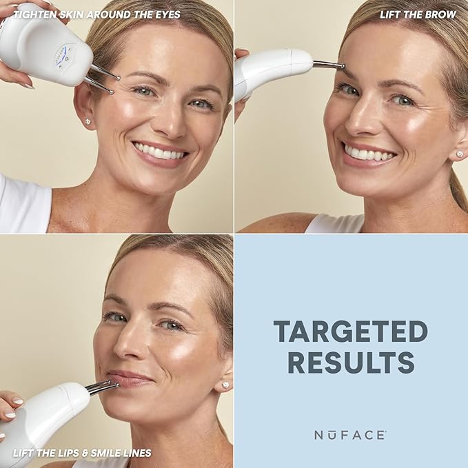 NuFACE Trinity FDA Cleared Microcurrent Facial Device + Effective Lip & Eye Attachment - Face Sculpting & Neck Tightening Device to Contour Cheeks, Brows & Mouth - with Hydrating Microcurrent Gel
