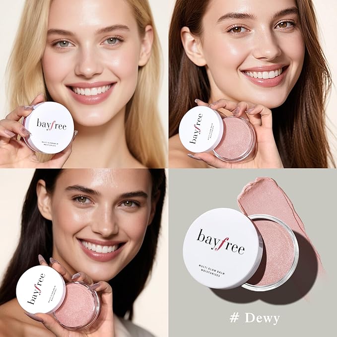 bayfree Multi Glow Balm Set, Cream Blush with Double-ended Brush, Radiant Finish, Hydrating, Creamy, Radiant Finish, Lightweight & Blendable Color, Face Balm