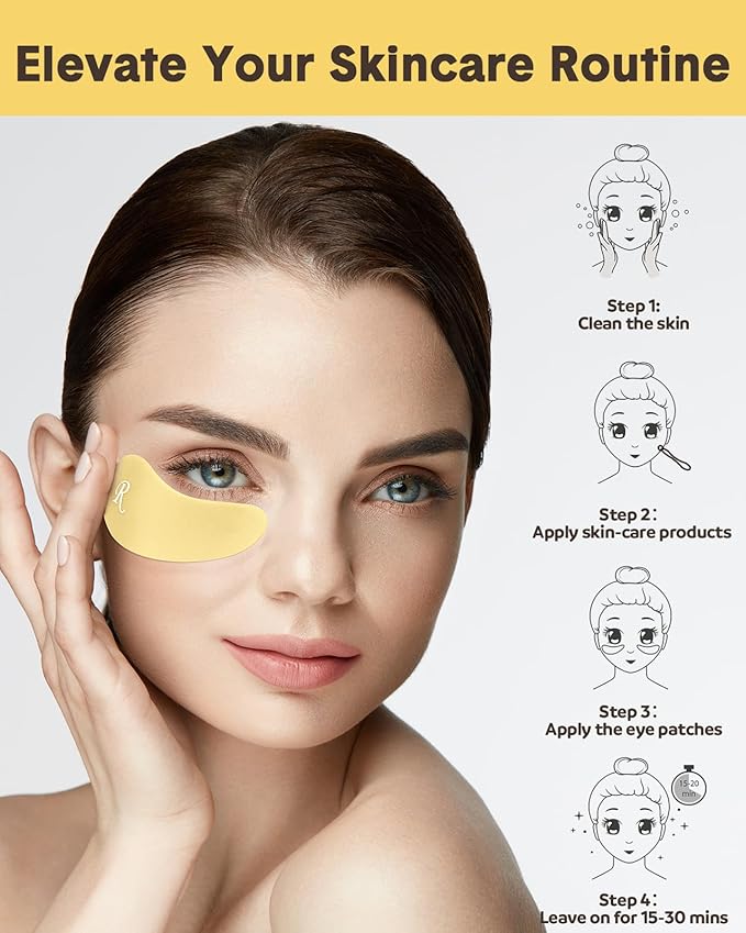 Lictin Reusable Eye Patches, Silicone Under Eye Patches with Lifting Effect to Relieve Wrinkles and Fine Lines, Pair with Metal Eye Cream Applicator,Tin Case