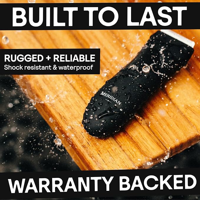 MERIDIAN The Trimmer Original - Body Hair Trimmer for Men, Electric Shaver for Pubic Hair, Chest, Legs & Bikini, Waterproof & Rechargeable, Onyx