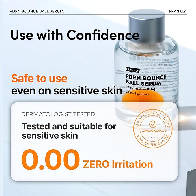 FRANKLY Salmon PDRN Bounce Ball Serum – Skin Repair PDRN Salmon DNA Serum for Post Microneedling Recovery, Redness & Damaged Skin | Glass Skin Korean Skincare | Lightweight, Non Sticky | 1.01 fl oz
