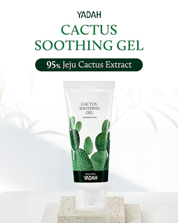 YADAH Cactus Soothing Gel (3.7fl oz) -95% Cactus Extract, Sunburn Relief,After Sun Care,Calm, Cool & Soothe Irritated Skin, Face Redness,Korean Skin Care,Vegan.