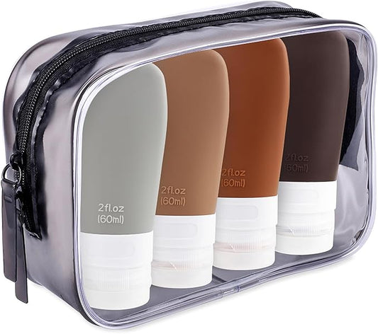 INSFIT Portable Travel Bottles, TSA Approved Leak Proof Containers for Toiletries, BPA Free Refillable Accessories for Shampoo, Body Wash, Liquids (4 Pack)