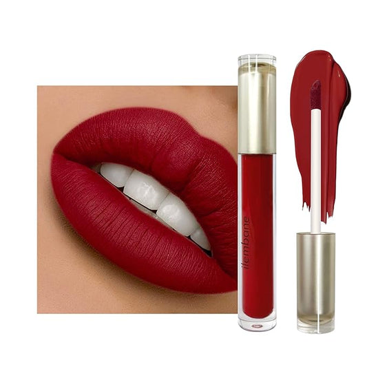 Deep Red Liquid Lipstick Matte Smudge Proof, Transfer Resistant Lip Color, Waterproof, Non-Transfer Formula (Bold Horizon)