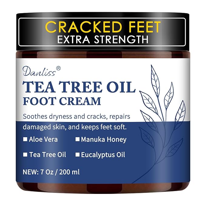 Tea Tree Oil Foot Cream Unscented with Eucalyptus Oil, Manuka Honey Natural for Feet Balm Moisturizing Instantly Hydrates & Soothes Irritated Skin & Athletes Foot Repair & Callus Remover 7 Oz