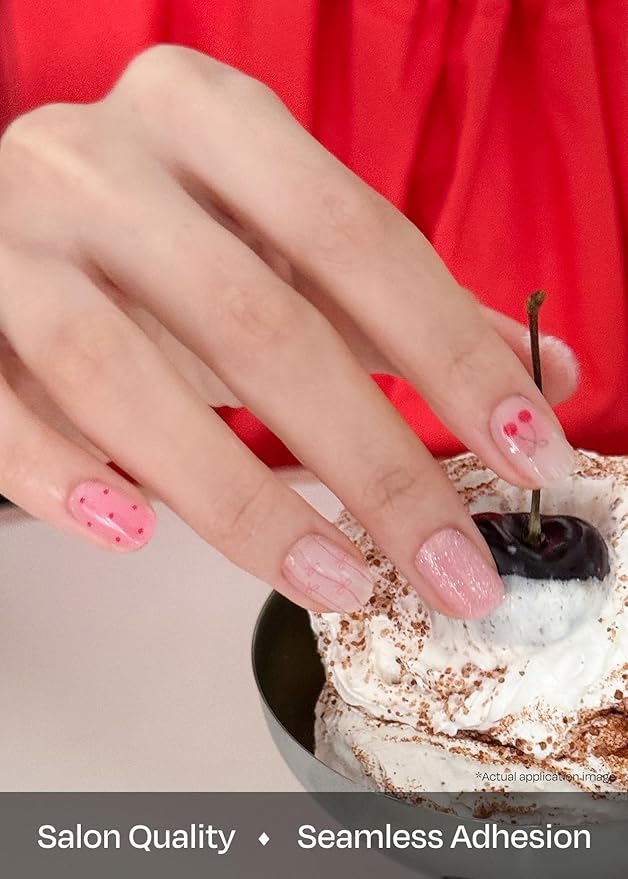 ohora Semi Cured Gel Nail Strips (N Sugar Rush) - Works with Any Nail Lamps, Salon-Quality, Long Lasting, Easy to Apply & Remove - Includes 2 Prep Pads, Nail File & Wooden Stick