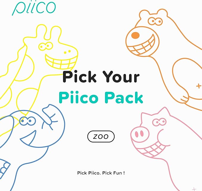 Piico Unflavored Kids Floss - No Fluoride Dual Line Dental Floss Picks - Fun Oral Care in Colorful Floss Sticks Design - Kids Flossers Prevent Tooth Decay & Gum Disease - 150 Homebox Zoo & Travel Case