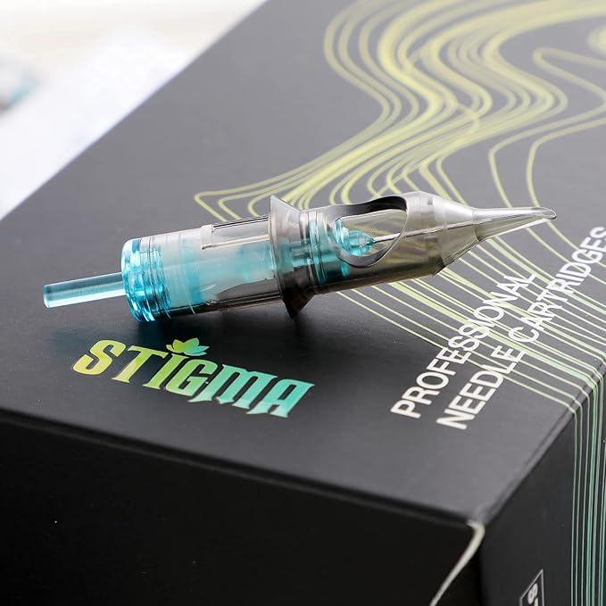 STIGMA Aquamarine Knight Tattoo Cartridge Needles 50pcs Assorted Sizes 0.35mm RL+RM (1203RL 1205RL 1207RL 1209RM 1215RM) Round Liner/Round Magnum EN02B-50KIT-X